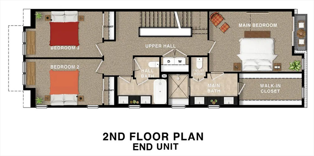 2nd floor end unit